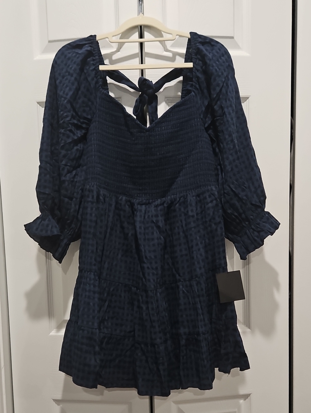 Lulu's Navy Smocked Tiered Mini Dress